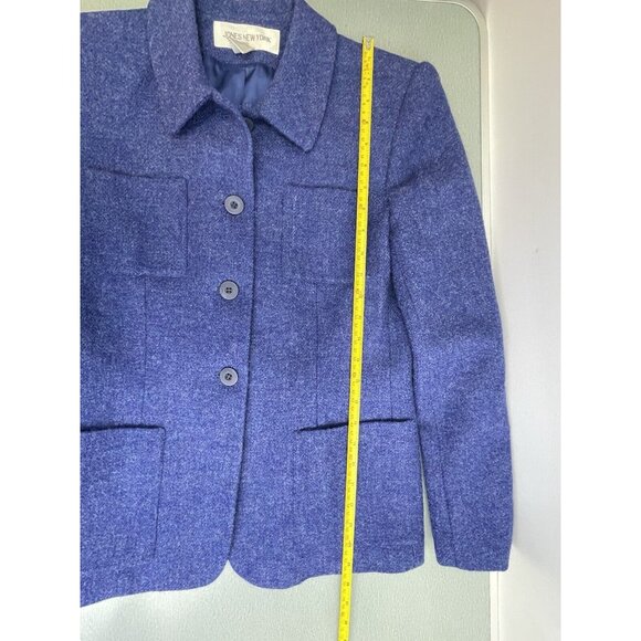 JONES NEW YORK Blazer Jacket 100% Wool Button Up  Blue Size 8 - Picture 4 of 16